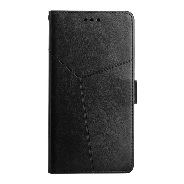 For vivo Y22 4G Global / Y35 4G Global HT01 Y-shaped Pattern Flip Leather Phone Case(Black)