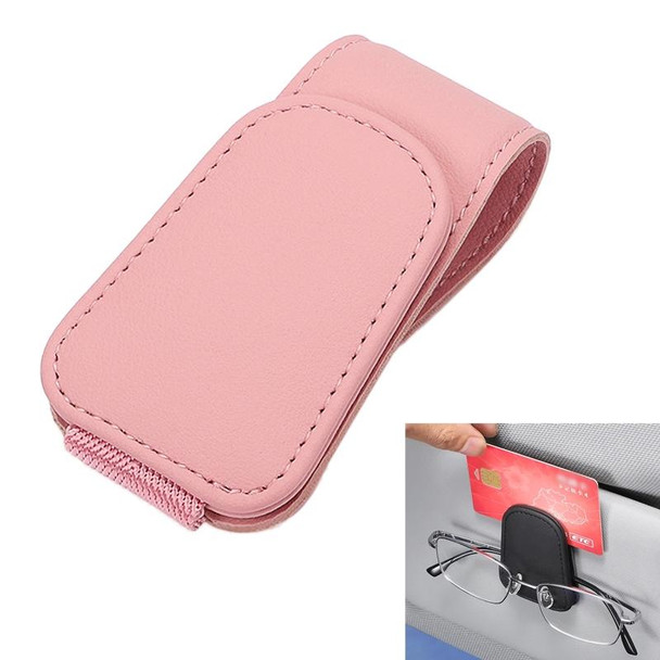 Car Sun Visor Glasses Holder Multifunctional Card Clip Storage Rack(Pink)