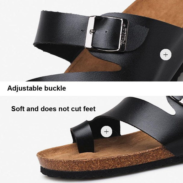 Couple Cork Slippers Men Summer Flip-flops Beach Sandals, Size: 38(Black)