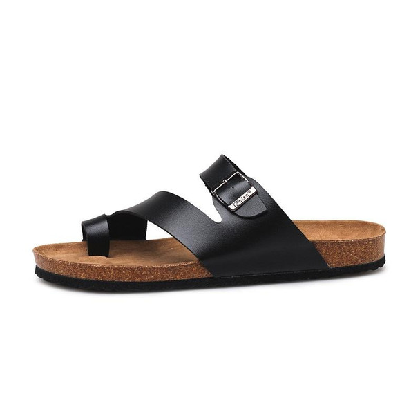 Couple Cork Slippers Men Summer Flip-flops Beach Sandals, Size: 41(Black)