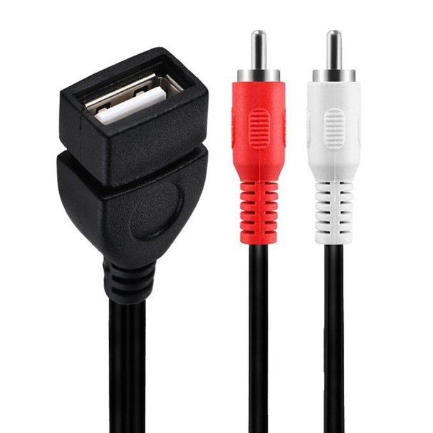 JUNSUNMAY USB 2.0 Female to 2 x RCA Male Video Audio Splitter Adapter Cable, Length:0.2m