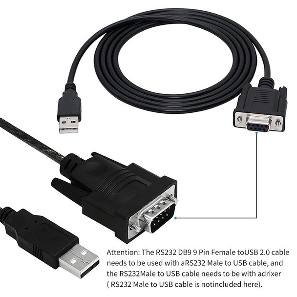JUNSUNMAY 6 Feet RS232 DB9 Female to USB 2.0 Cable Only Use for Programmable Logic Controller