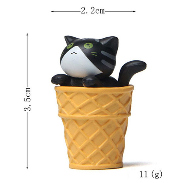 Gourmet Series Ice Cream Cat Ornament Doll Micro Landscape Gardening Decoration(Gray Open Mouth Cat)