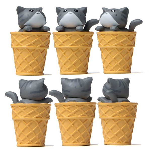 Gourmet Series Ice Cream Cat Ornament Doll Micro Landscape Gardening Decoration(Black Cat)