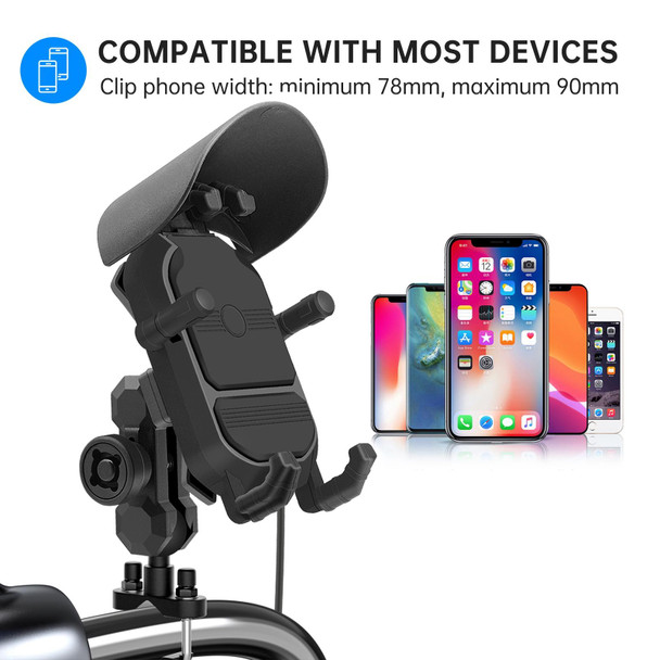 WUPP CS-1848B2 15W Motorcycle Wireless Fast Charging Phone Navigation Holder, Style:Handlebars