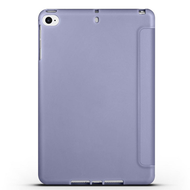 For iPad mini 5 / 4 / 3 / 2 / 1 3-folding TPU Horizontal Flip Leatherette Tablet Case with Holder(Lavender Grey)