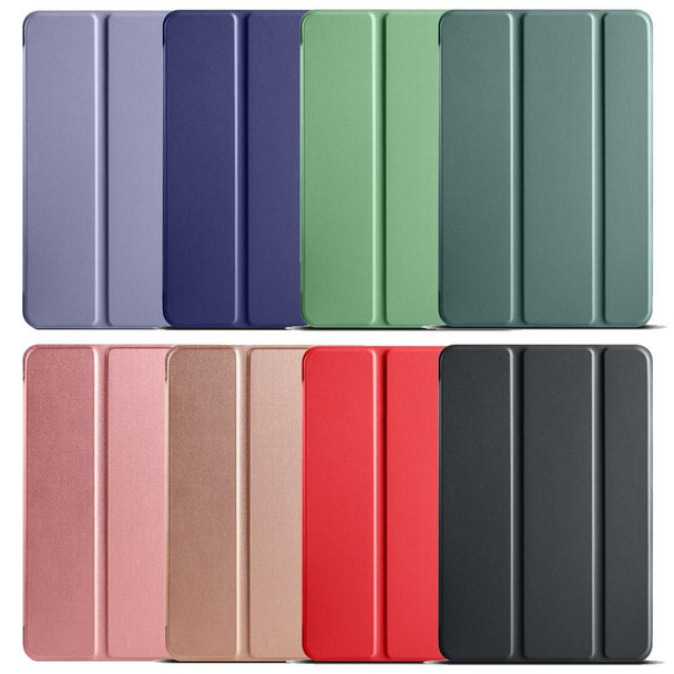 For iPad mini 5 / 4 / 3 / 2 / 1 3-folding TPU Horizontal Flip Leatherette Tablet Case with Holder(Lavender Grey)