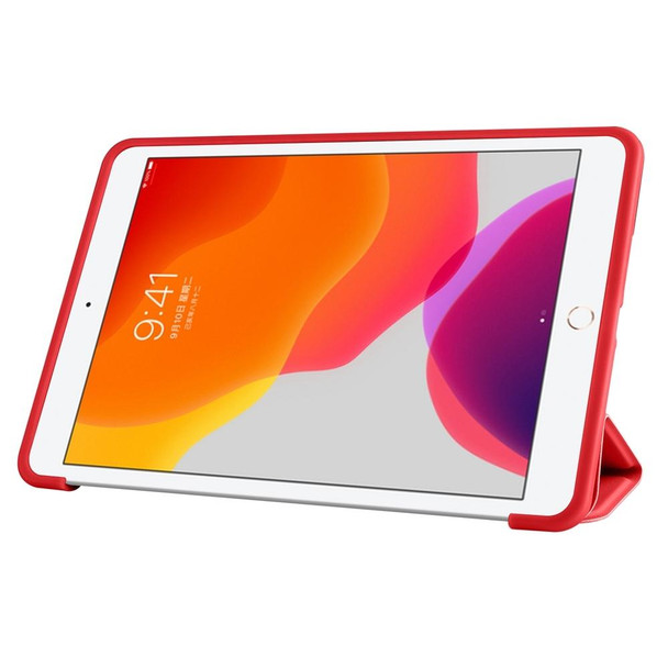 For iPad 9.7 2018 / 2017 / Air 2 / Air 3-folding TPU Horizontal Flip Leatherette Tablet Case with Holder(Red)