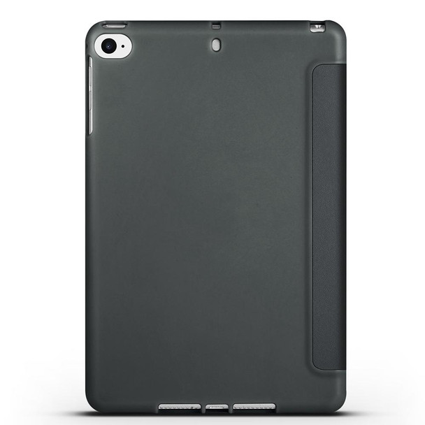 For iPad mini 5 / 4 / 3 / 2 / 1 3-folding TPU Horizontal Flip Leatherette Tablet Case with Holder(Black)