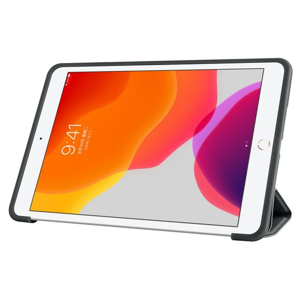For iPad mini 5 / 4 / 3 / 2 / 1 3-folding TPU Horizontal Flip Leatherette Tablet Case with Holder(Black)