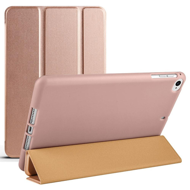 For iPad 9.7 2018 / 2017 / Air 2 / Air 3-folding TPU Horizontal Flip Leatherette Tablet Case with Holder(Gold)