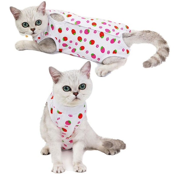 Female Cat Breathable And Anti-Licking Sterilization Clothing, Size: M(Strawberry)