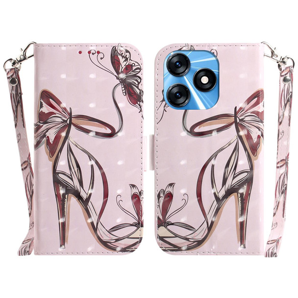 For Tecno Spark 10 / Spark 10C 3D Colored Horizontal Flip Leatherette Phone Case(Butterfly High-heeled)