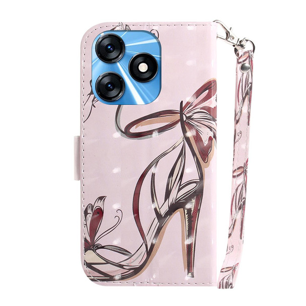 For Tecno Spark 10 / Spark 10C 3D Colored Horizontal Flip Leatherette Phone Case(Butterfly High-heeled)