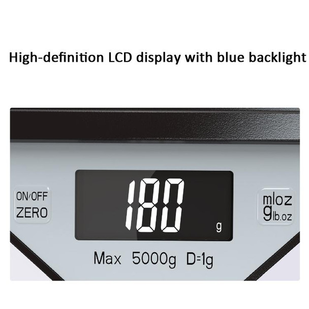 5kg/1g Kitchen Electronic Scale Coffee Scales Baking Food Scale Pallet Scale Pet Scale(Black)