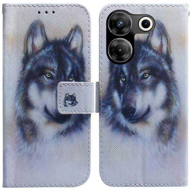 For Tecno Camon 20 Pro 5G Coloured Drawing Flip Leatherette Phone Case(White Wolf)