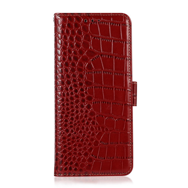 For OPPO A1 5G Crocodile Top Layer Cowhide Leatherette Phone Case(Red)