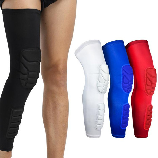 A Pair  Extended Sports Knee Pads Thigh and Calf Cover Outdoor Climbing Football Basketball Riding Protective Gear, Specification: L  (White)