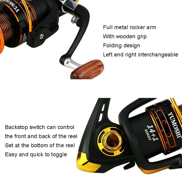 YUMOSHI AX8000 Metal Rocker Fishing Reel Spinning Reel