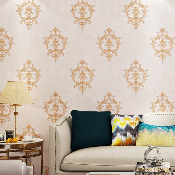 Damascus Self-Adhesive Embossed Wallpaper Thick 3D Non-Woven Fabric Fine Embossed Bedroom Wallpaper, Specification: 0.53 x 3 Meters(1682 Cream Color)