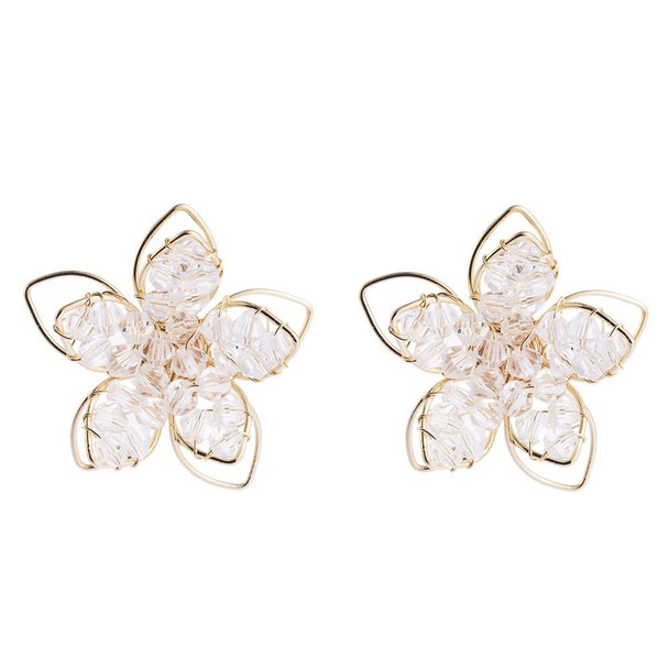 2 Pairs Fresh Crystal Hollow Flower Earrings Female S925 Silver Needle Temperament Earrings