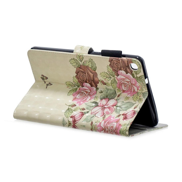 3D Horizontal Flip Leatherette Case with Holder & Card Slots For  Galaxy Tab A 8 (2019)(Flower Butterfly)