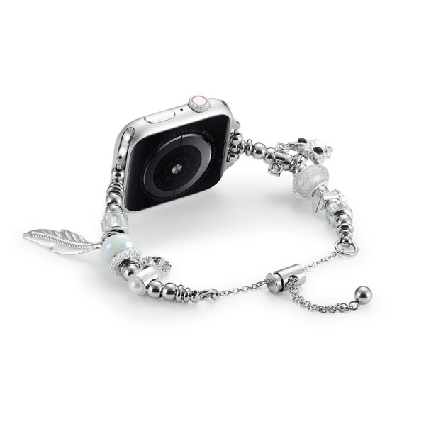 Bead Bracelet Metal Watch Band For Apple Watch 42mm(Silver Owl)