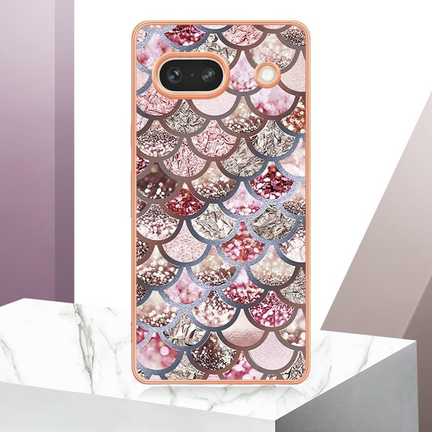 For Google Pixel 7a Electroplating IMD TPU Phone Case(Pink Scales)