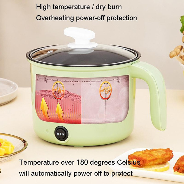 18cm Fast / Slow Gear+Non-stick Pot+Stainless Steel Steaming Grid Multifunctional Mini Electric Cooker(UK Plug Green)