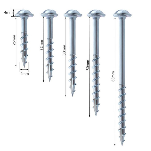 RUITOOL ST4 100pcs Woodworking Slant Hole Screws Half Tooth Self Tapping Phillips Bolt 63mm