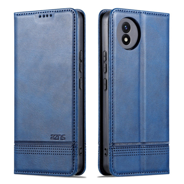 For vivo Y02A / Y02 4G Global / Y11 2023 AZNS Magnetic Calf Texture Leather Phone Case(Dark Blu)