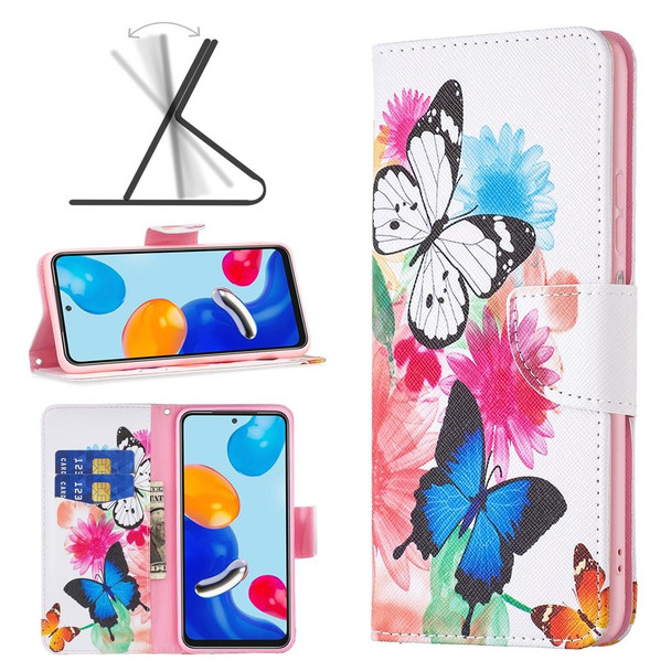 For Xiaomi Redmi Note 12S 4G / Note 11 Colored Drawing Pattern Leather Phone Case(Butterflies)