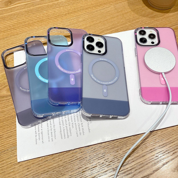 For iPhone 14 PC + TPU IMD MagSafe Magnetic Phone Case(Purple)