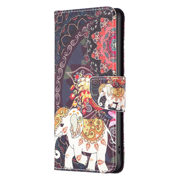 For Xiaomi Redmi Note 12S 4G / Note 11 Colored Drawing Pattern Leather Phone Case(Flowers Elephant)