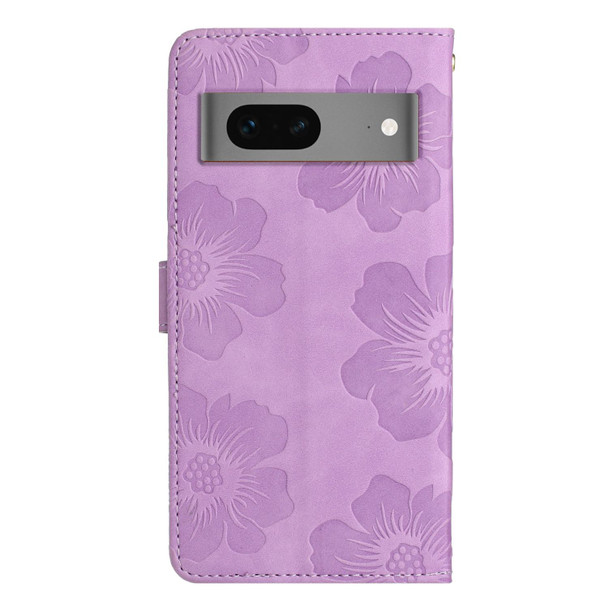 For Google Pixel 7 Flower Embossing Pattern Leatherette Phone Case(Purple)