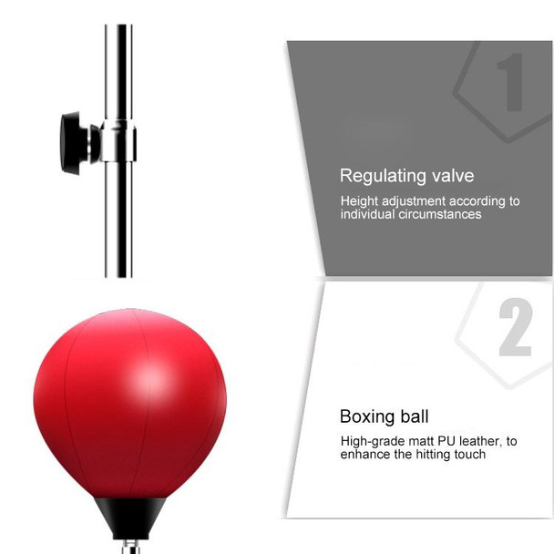 Adult Suction Cup Version Height Adjustable Vertical PU Leatherette Vent Ball Boxing Speed Ball Family Fitness Equipment with Gloves(Black Red)