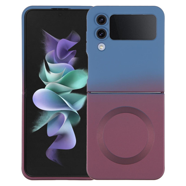 For Samsung Galaxy Z Flip3 5G Liquid TPU Silicone Gradient MagSafe Phone Case(Blue Purple)