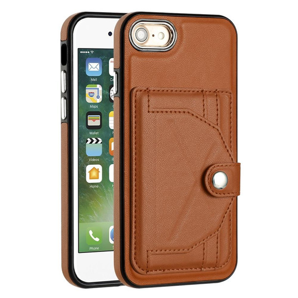 For iPhone SE 2022/SE 2020/6/7/8 Shockproof Leatherette Phone Case with Card Holder(Brown)