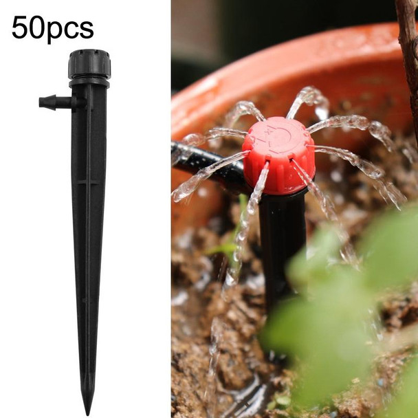 50pcs FH-118 13cm Adjustable 8 Holes Ground Plug Dripper Garden Irrigation System Watering Nozzle(Black Hat)