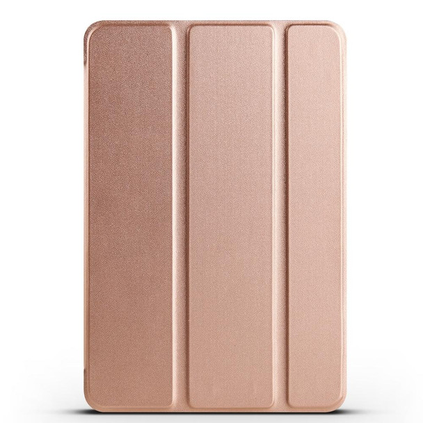 For iPad mini 5 / 4 / 3 / 2 / 1 3-folding TPU Horizontal Flip Leatherette Tablet Case with Holder(Gold)