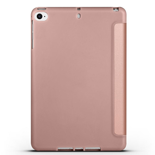 For iPad mini 5 / 4 / 3 / 2 / 1 3-folding TPU Horizontal Flip Leatherette Tablet Case with Holder(Gold)