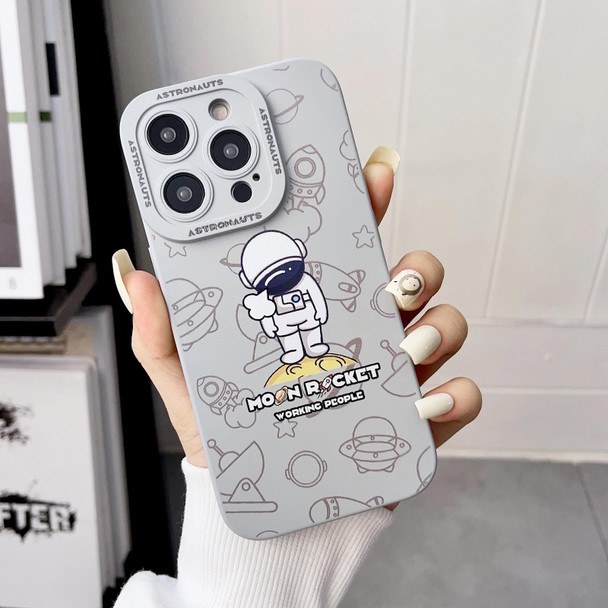 For iPhone 14 Plus Liquid Silicone Astronaut Pattern Phone Case(Grey)