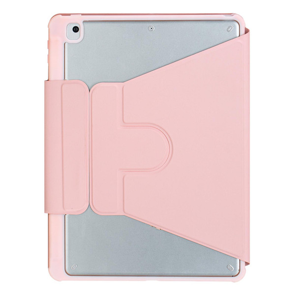 For iPad 10th Gen 10.9 2022 F10B 360 Rotation Acrylic Transparent Bluetooth Keyboard Leatherette Case(Pink)