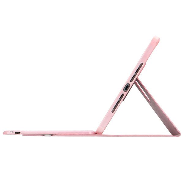 For iPad 10th Gen 10.9 2022 F10B 360 Rotation Acrylic Transparent Bluetooth Keyboard Leatherette Case(Pink)