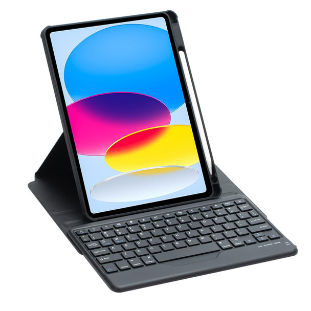 For iPad 10th Gen 10.9 2022 F10B 360 Rotation Acrylic Transparent Bluetooth Keyboard Leatherette Case(Black)