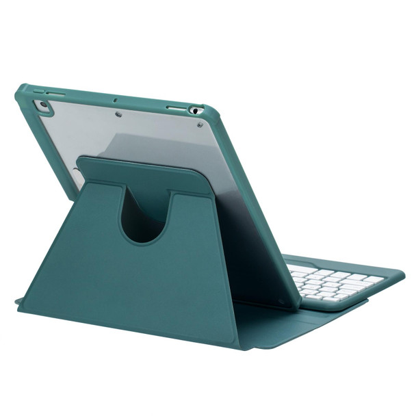 For iPad 10th Gen 10.9 2022 F10B 360 Rotation Acrylic Transparent Bluetooth Keyboard Leatherette Case(Green)