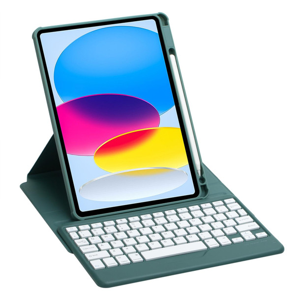 For iPad 10th Gen 10.9 2022 F10B 360 Rotation Acrylic Transparent Bluetooth Keyboard Leatherette Case(Green)