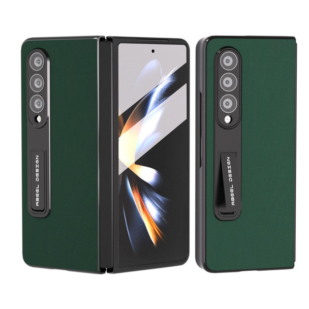 For Samsung Galaxy Z Fold4 5G Integrated Genuine Silky Soft ABEEL Black Edge Phone Case with Holder(Green)