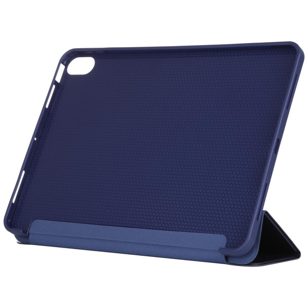 iPad Air 2022 / 2020 10.9 Silicone 3-Folding Full Coverage Leather Case(Dark Blue)