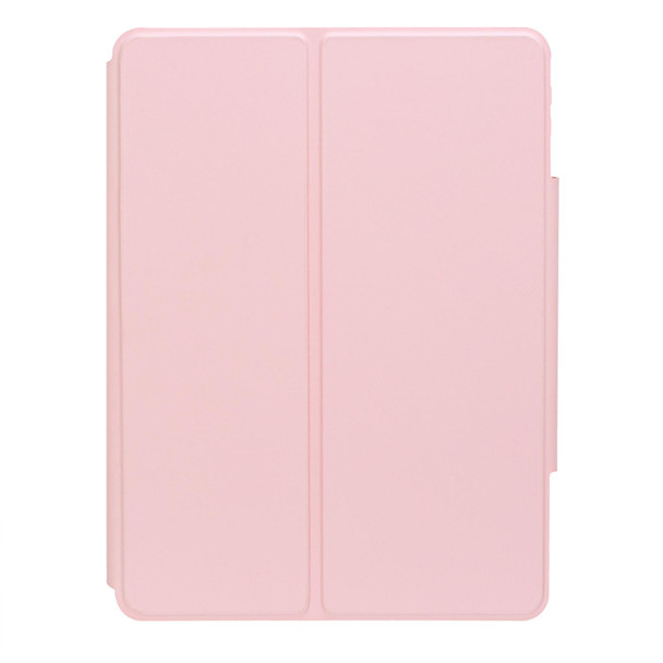 For iPad 10th Gen 10.9 2022 F10BS 360 Rotation Acrylic Transparent Bluetooth Keyboard Leatherette Case With Backlight(Pink)